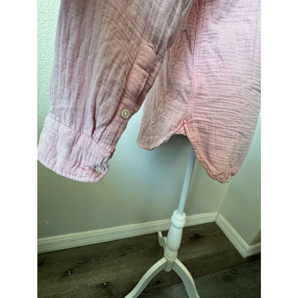 J. Crew Women's Light Pink Crinkled Button-Up Blouse Long Sleeve SZ S - Picture 10 of 12